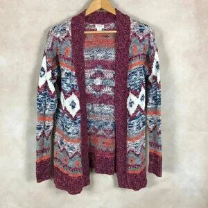 MOSSIMO Southwestern Burgundy Thick Cardigan Size SMALL
